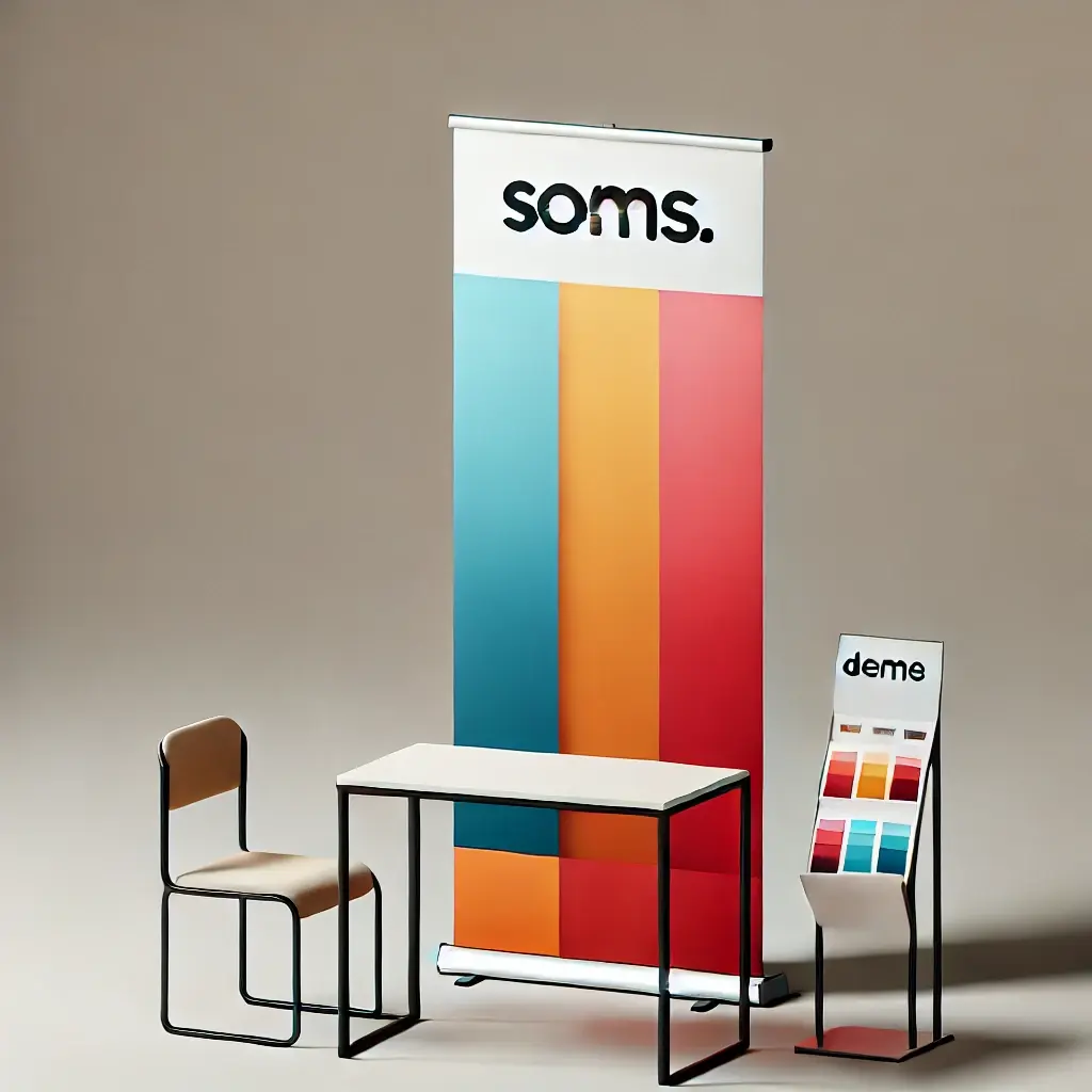Colorful trade show retractable pull-up banner