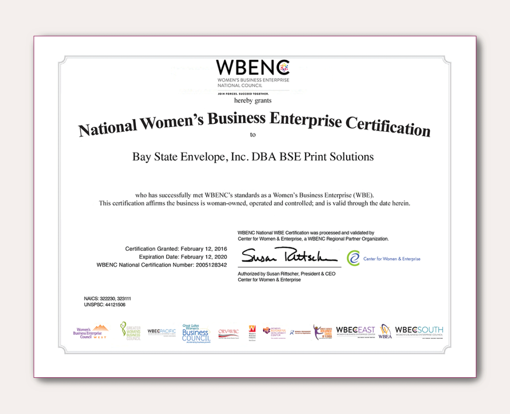 BSE-WBENC-Certificate